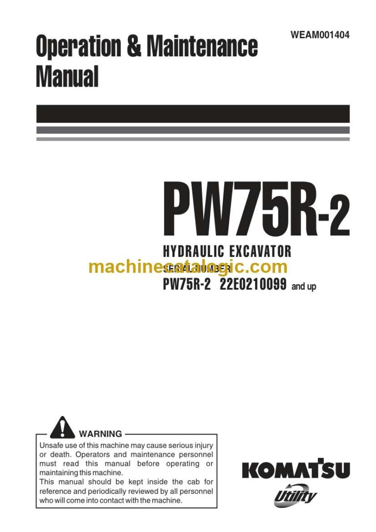 Komatsu PW75R-2 Operation and Maintenance Manual (WEAM001404)