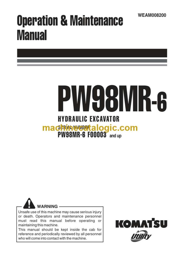 Komatsu PW98MR-6 Hydraulic Excavator Operation and Maintenance Manual (WEAM008200)