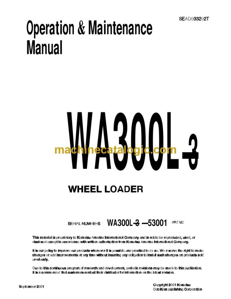 Komatsu WA300L-3 Operation and Maintenance Manual (SEAD033202)
