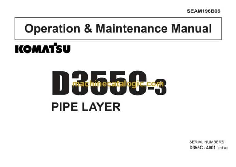 Komatsu D355C-3 Pipe Layer Operation and Maintenance Manual (SEAM196B06)