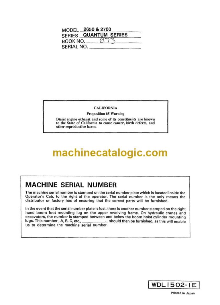 Link Belt 2650Q2, 2750Q2 Quantum 2 Operators Manual
