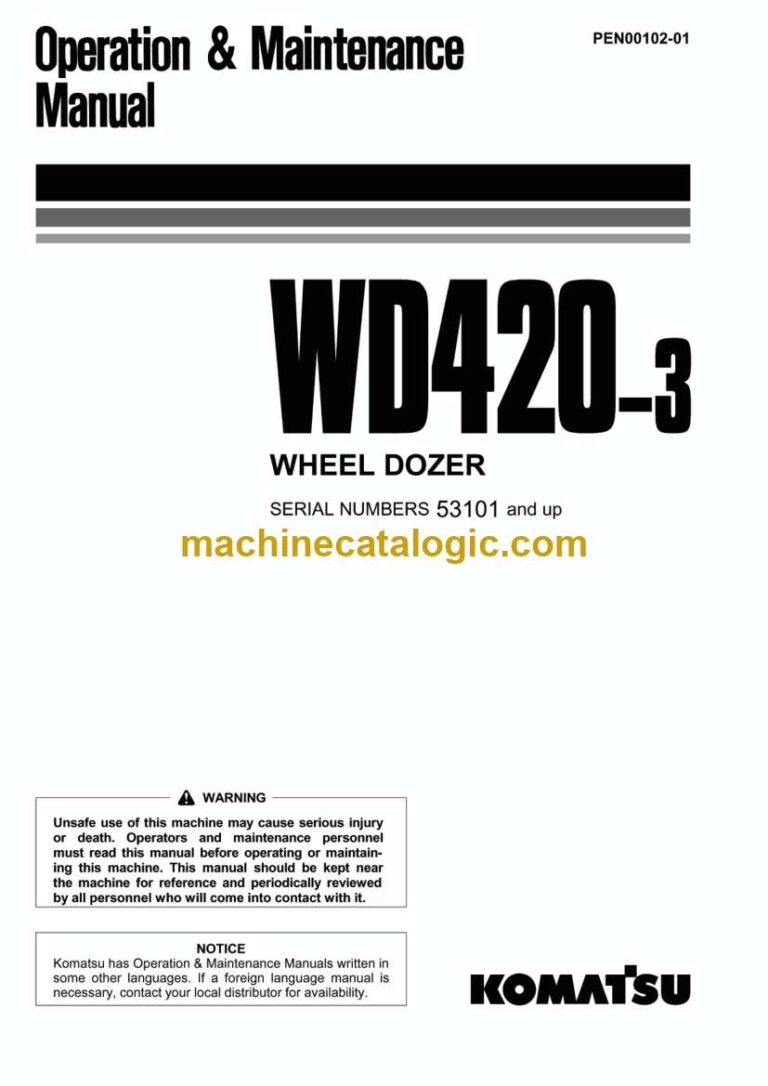 Komatsu WD420-3 Wheel Dozer Operation and Maintenance Manual (PEN00102-01)