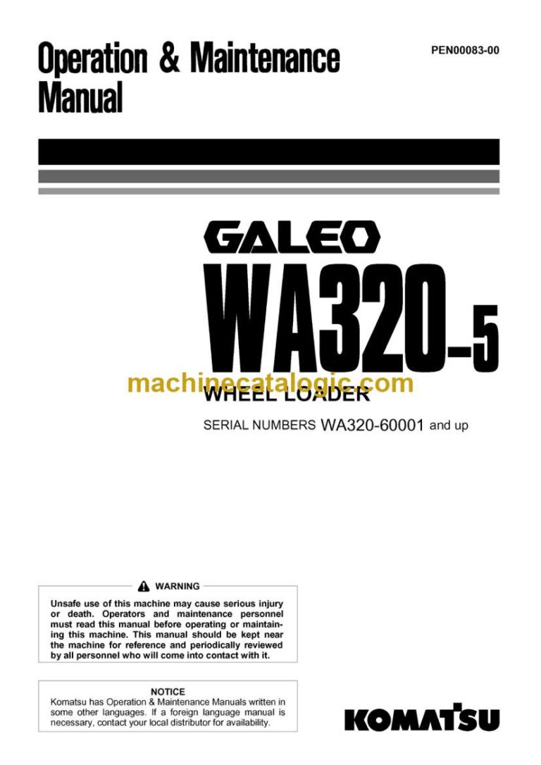 Komatsu WA320-5 Wheel Loader Operation and Maintenance Manual (PEN00083-00)