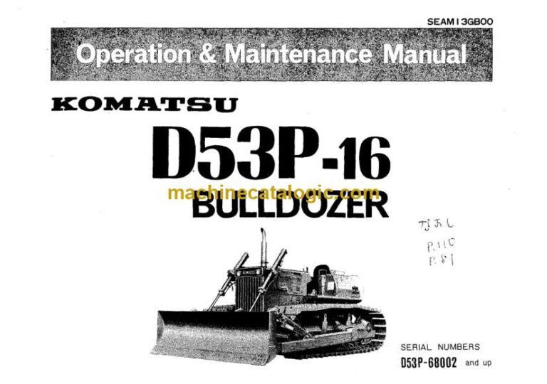 Komatsu D53P-16 Bulldozer Operation and Maintenance Manual (SEAM13GB00)