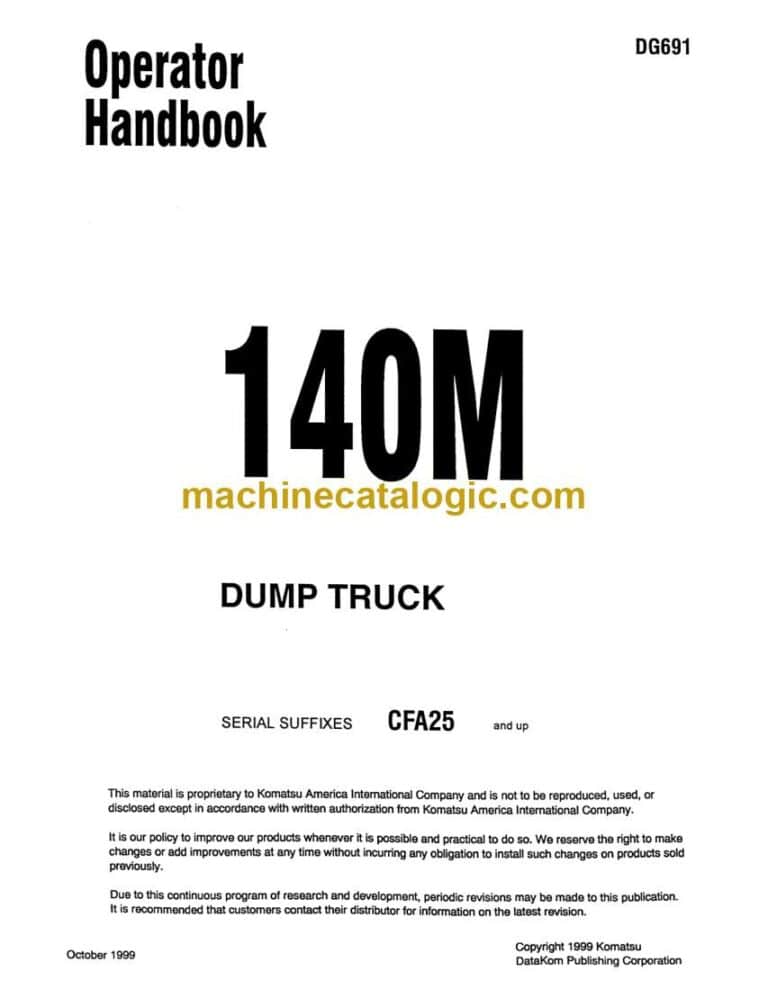 Komatsu 140M Dump Truck Operation and Maintenance Manual (DG691)