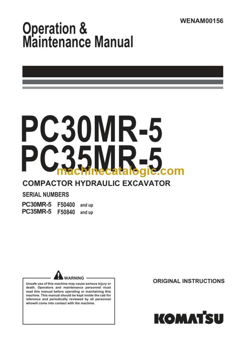 Komatsu PC30MR-5, PC35MR-5 Hydraulic Excavator Operation and Maintenance Manual (WENAM00156)