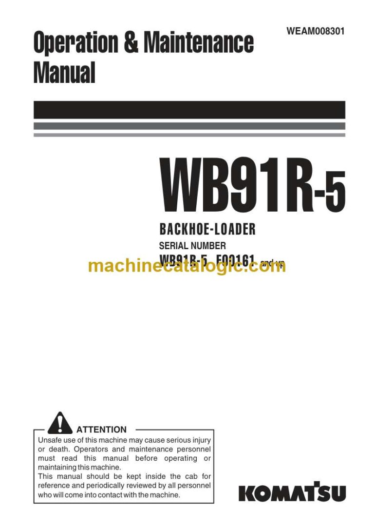 Komatsu WB91R-5 Backhoe Loader Operation and Maintenance Manual (WEAM008301)