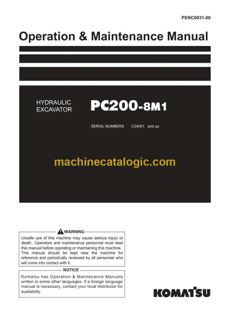 Komatsu PC200-8M1 Hydraulic Excavator Operation and Maintenance Manual (PENC0031-00)