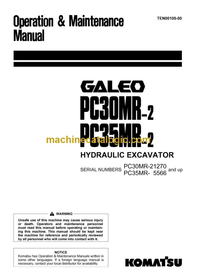 Komatsu PC30MR-2, PC35MR-2 Hydraulic Excavator Operation and Maintenance Manual (TEN00100-00)