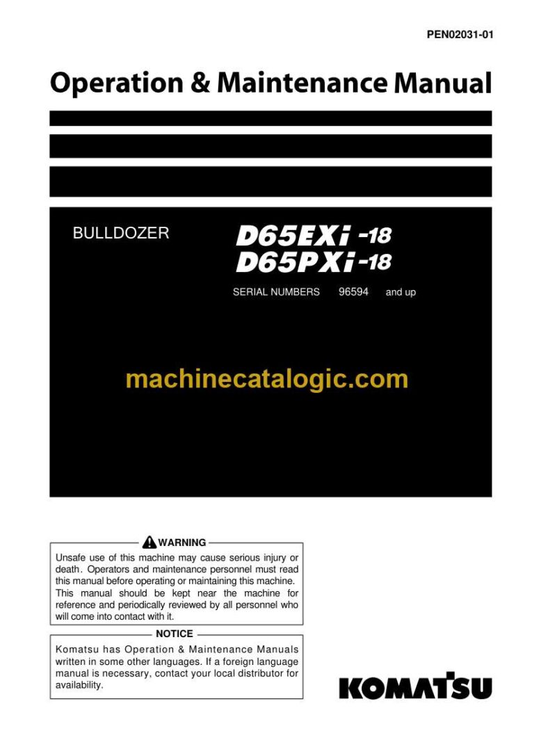 Komatsu D65EXi-18, D65PXi-18 Bulldozer Operation and Maintenance Manual (PEN02031-01)