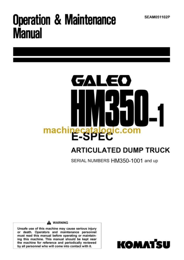 Komatsu HM350-1 Dump Truck Operation and Maintenance Manual (SEAM051102P)