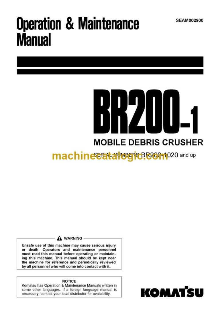 Komatsu BR200-1 Mobile Debris Crusher Operation and Maintenance Manual (SEAM002900)