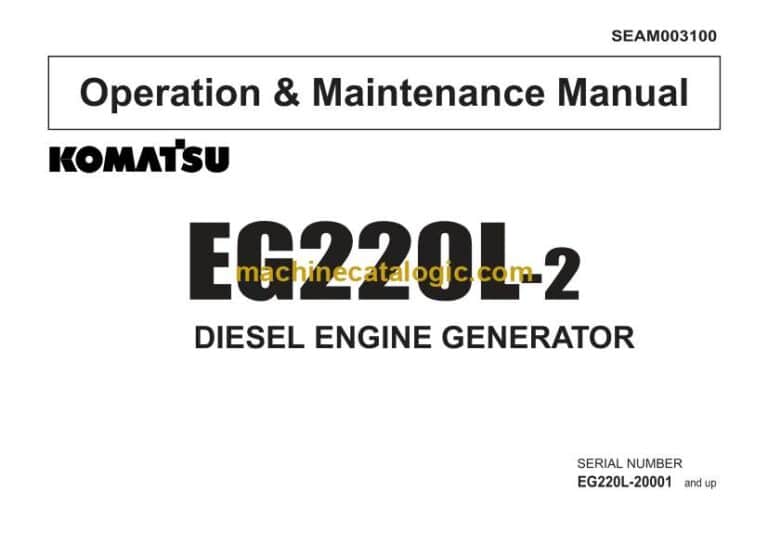 Komatsu EG220L-2 Diesel Engine Generator Operation and Maintenance Manual (SEAM003100)