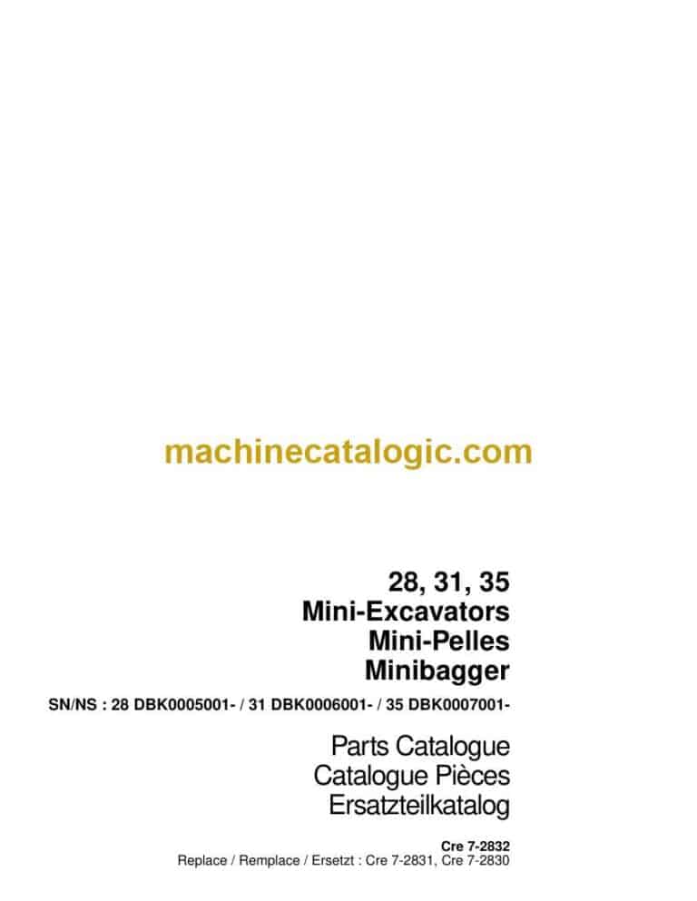 Case 28, 31, 35 Mini Excavators Parts Catalog (7-2832)