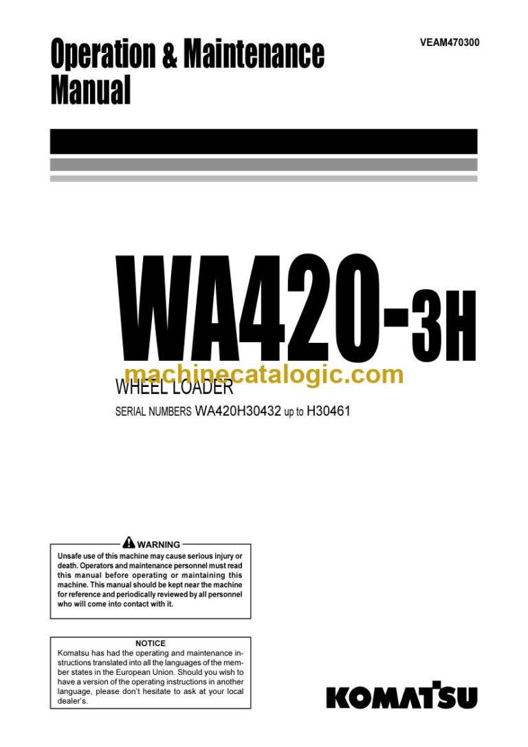Komatsu WA420-3H Operation and Maintenance Manual (VEAM470300)