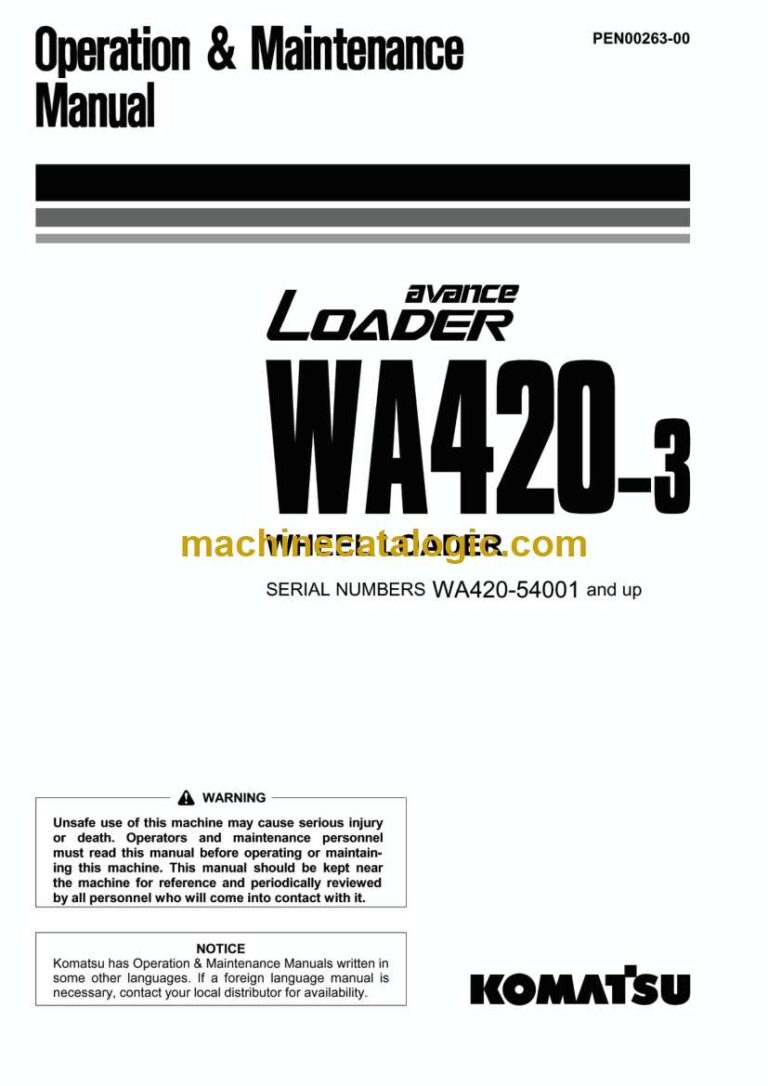 Komatsu WA420-3 Wheel Loader Operation and Maintenance Manual (PEN00263-00)