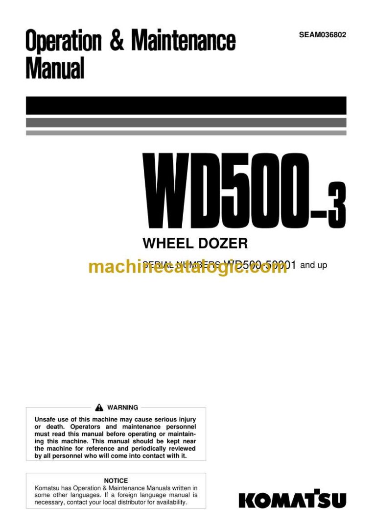 Komatsu WD500-3 Bulldozer Operation and Maintenance Manual (SEAM036802)