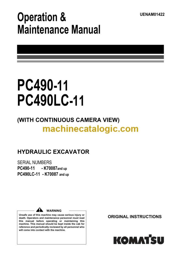 Komatsu PC490-11, PC490LC-11 Hydraulic Excavator Operation and Maintenance Manual (UENAM01422)