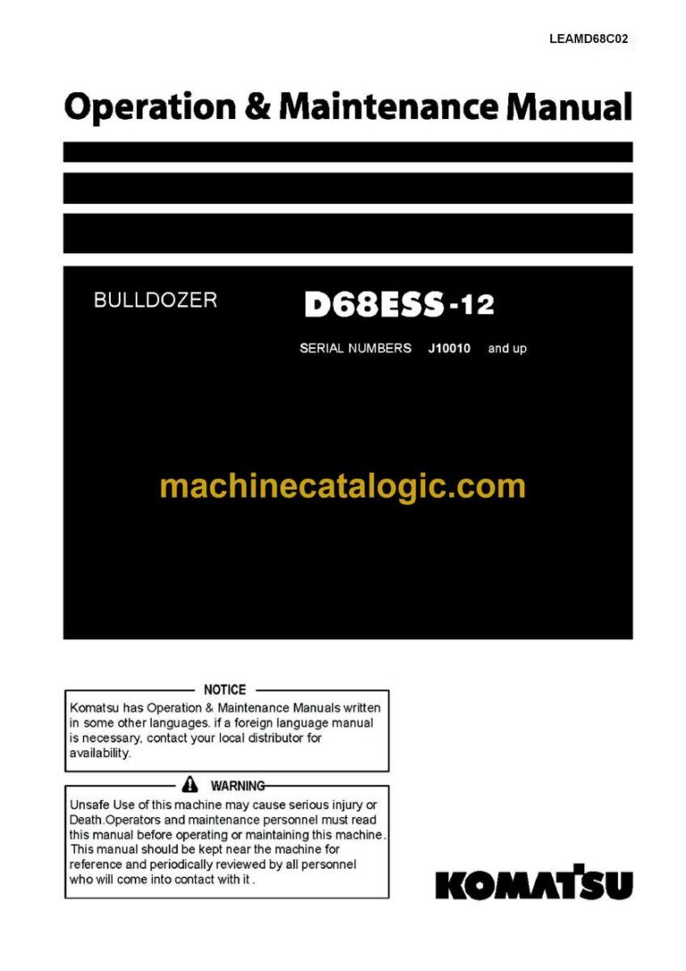 Komatsu D68ESS-12 Bulldozer Operation and Maintenance Manual (LEAMD68C02)