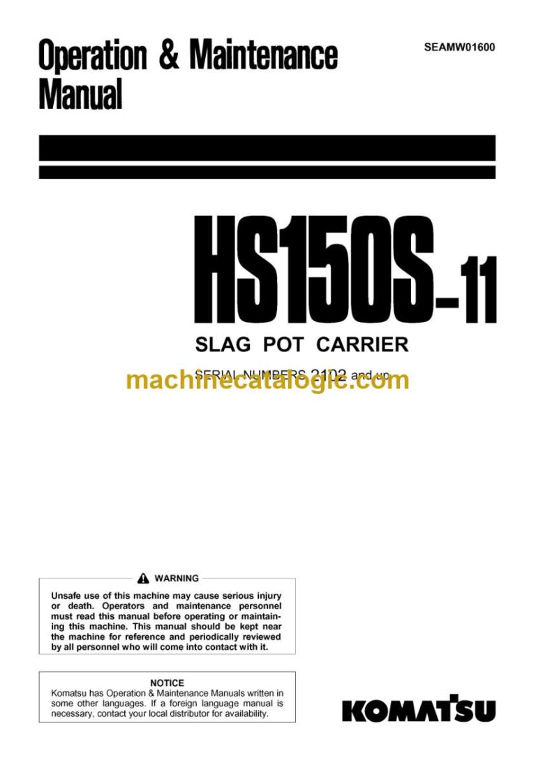 Komatsu HS150S-11 Operation and Maintenance Manual (SEAMW01600)
