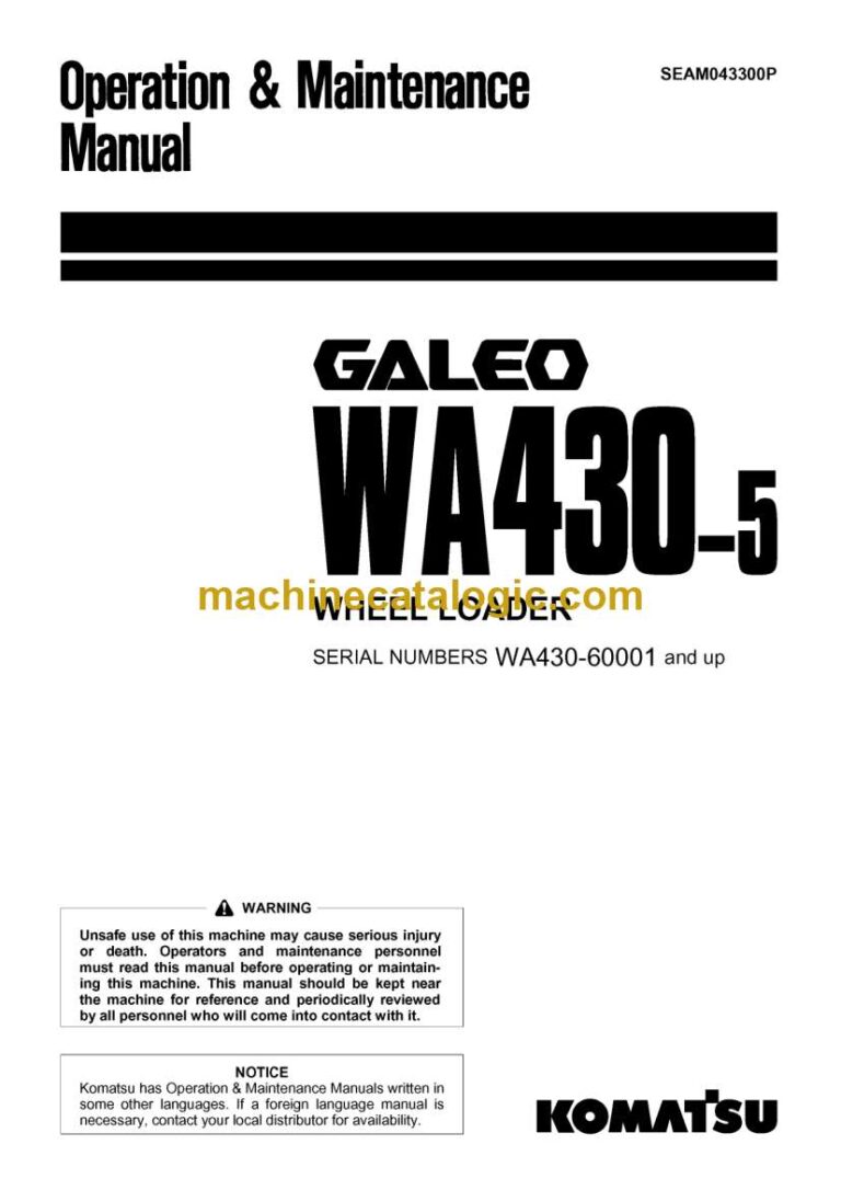 Komatsu WA430-5 Wheel Loader Operation and Maintenance Manual (SEAM043300P)