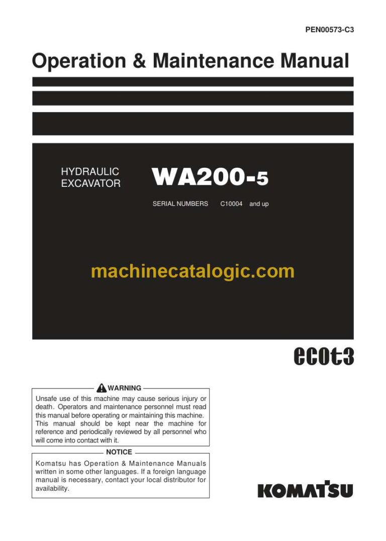 Komatsu WA200-5 Hydraulic Excavator Operation and Maintenance Manual (PEN00573-C3)
