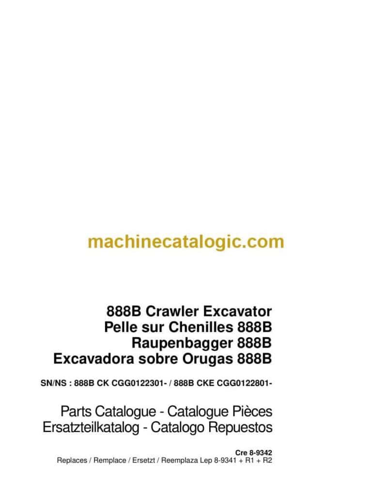 Case 888B Crawler Excavator Parts Catalog (8-9342)