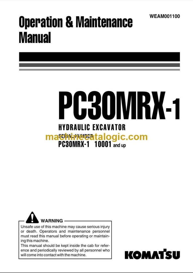 Komatsu PC30MRX-1 Hydraulic Excavator Operation and Maintenance Manual (WEAM001100)