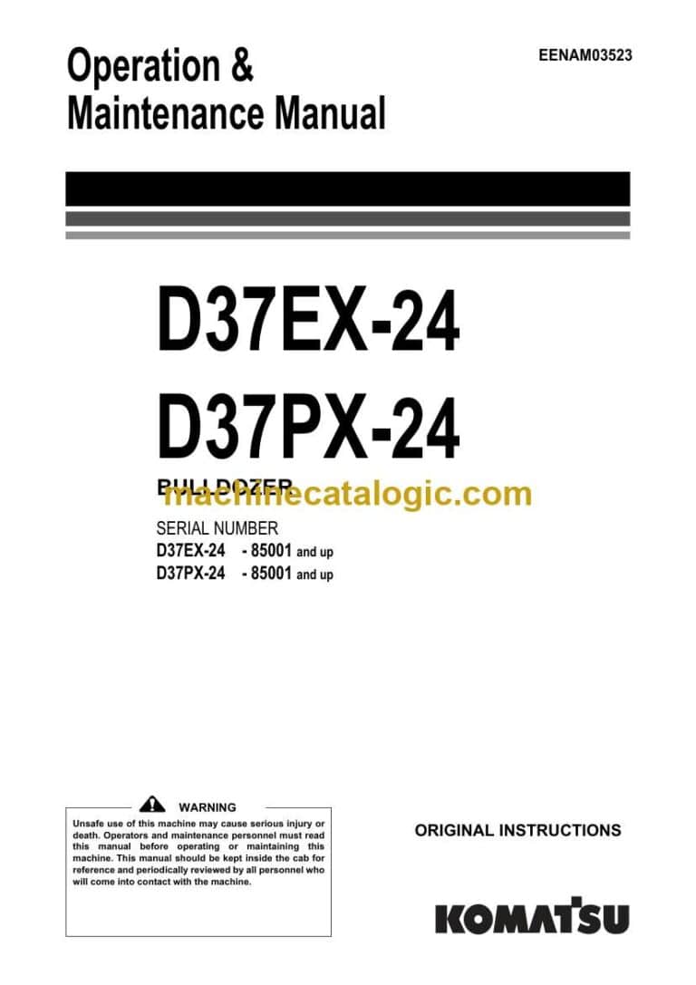 Komatsu D37EX-24, D37PX-24 Bulldozer Operation and Maintenance Manual (EENAM03523)