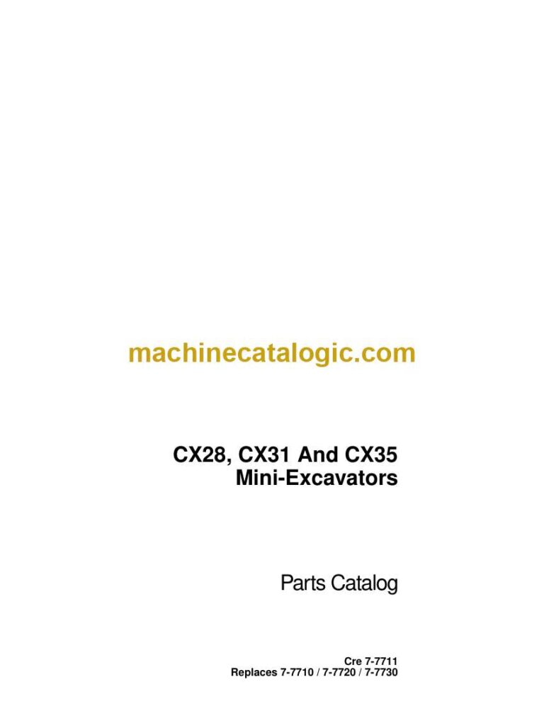 Case CX28, CX31, CX35 Mini Excavators Parts Catalog (7-7711)