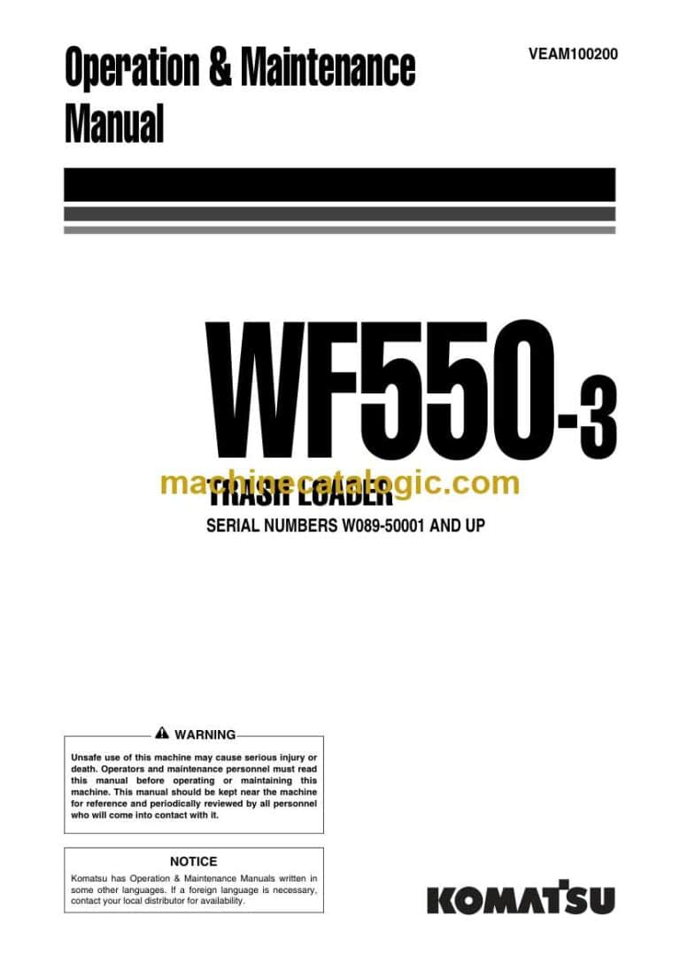 Komatsu WF550-3 Operation and Maintenance Manual (VEAM100200)