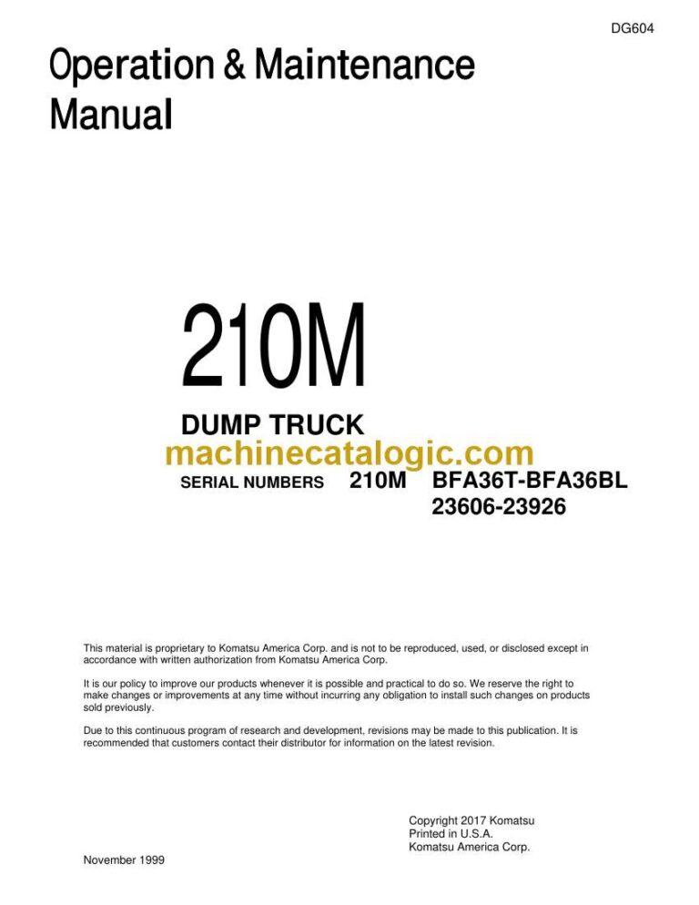Komatsu 210M Dump Truck Operation and Maintenance Manual (DG604)