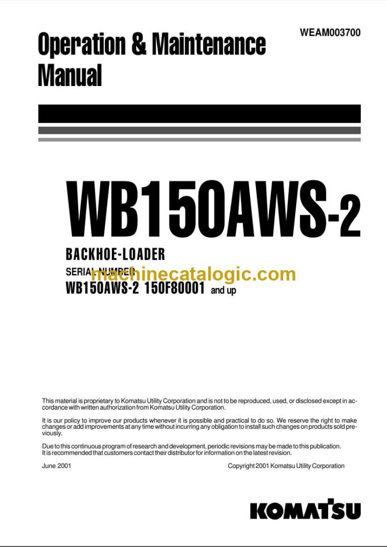 Komatsu WB150AWS-2 Backhoe Loader Operation and Maintenance Manual (WEAD003700)