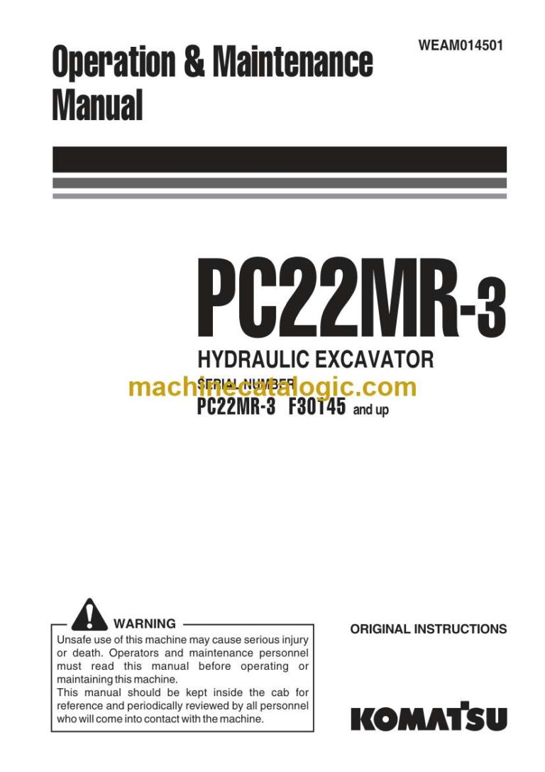 Komatsu PC22MR-3 Operation and Maintenance Manual (WEAM014501)