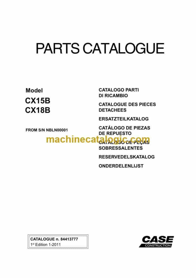 Case CX15B, CX18B Crawler Excavators Parts Catalog (84413777_A4)