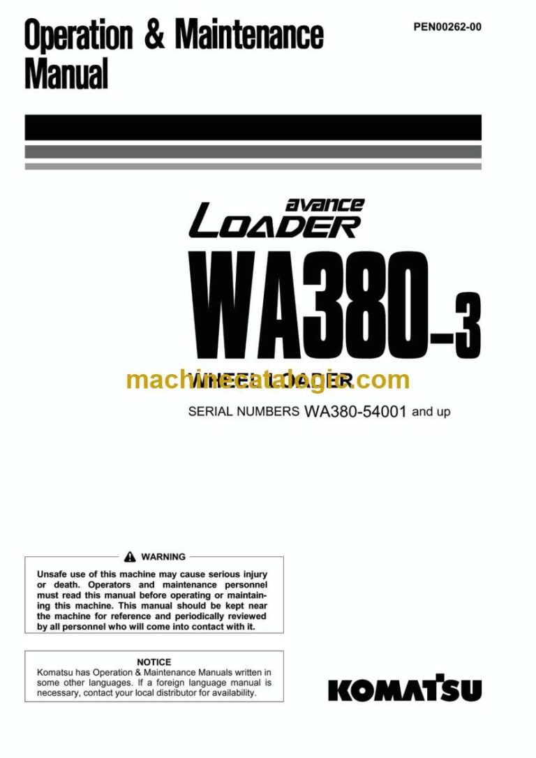Komatsu WA380-3 Wheel Loader Operation and Maintenance Manual (PEN00262-00)