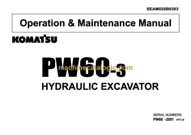 Komatsu PW60-3 Hydraulic Excavator Operation and Maintenance Manual (SEAM020B0303)