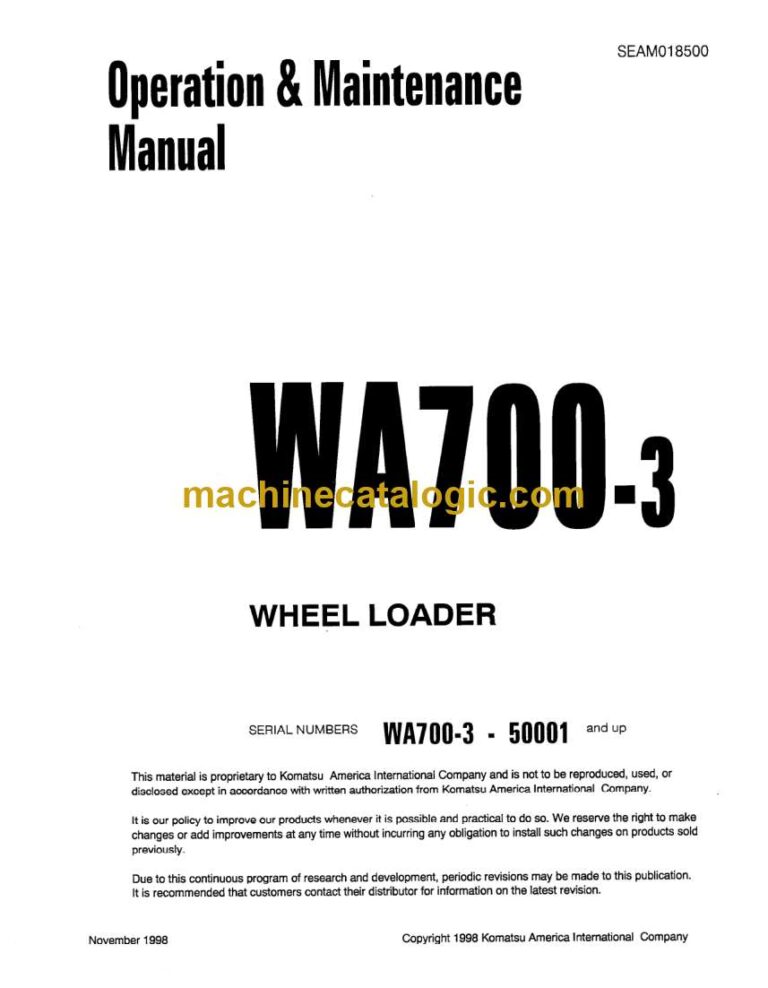 Komatsu WA700-3 Wheel Loader Operation and Maintenance Manual (SEAD018500)