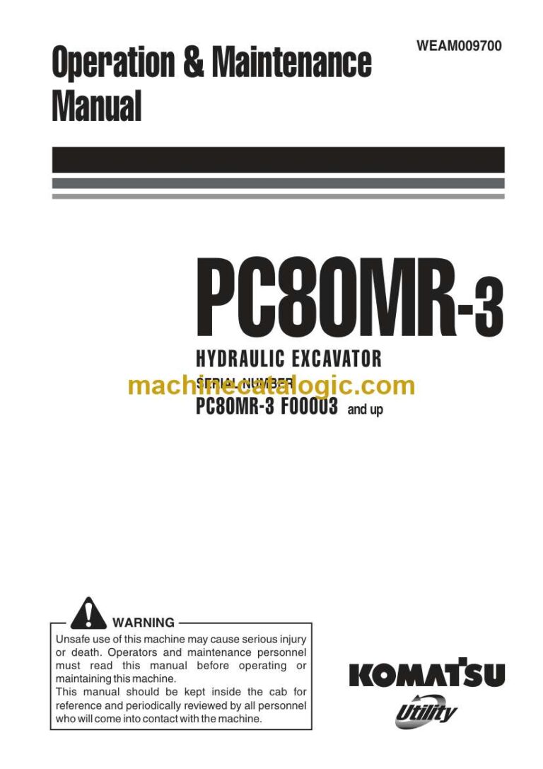 Komatsu PC80MR-3 Hydraulic Excavator Operation and Maintenance Manual (WEAM009700)
