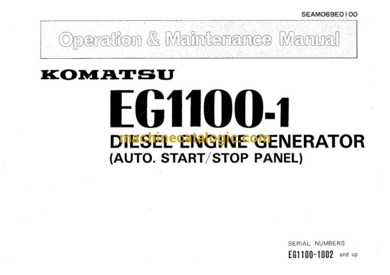 Komatsu EG1100-1 Diesel Engine Generator Operation and Maintenance Manual (SEAM069E0100)