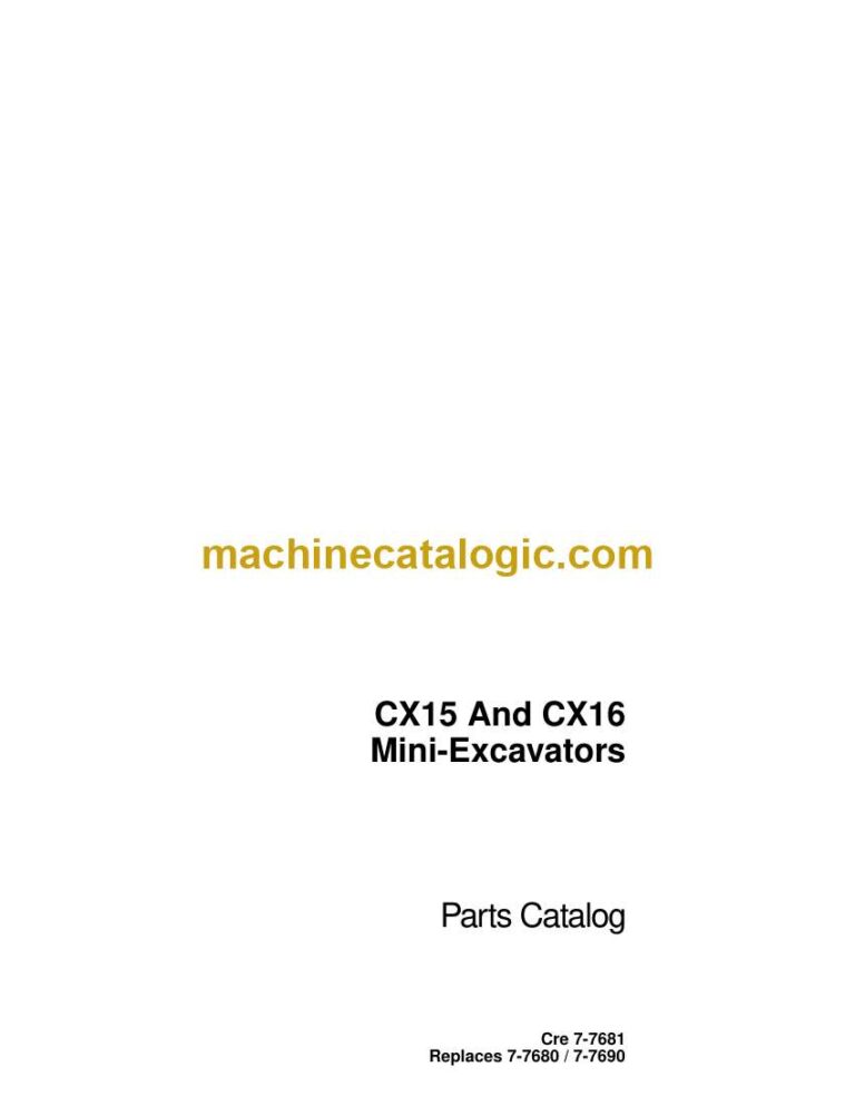 Case CX15, CX16 Mini Excavators Parts Catalog (7-7681_int_USN)