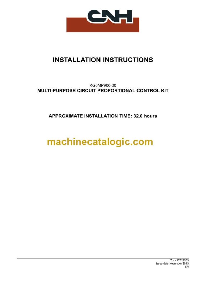 Case CX145C SR Crawler Excavator Multi-Purpose Circuit Proportional Control Kit Installation Instructions (47627553)