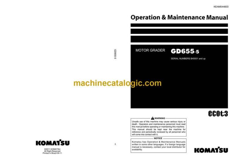 Komatsu GD655-5 Motor Grader Operation and Maintenance Manual (KEAM044601)