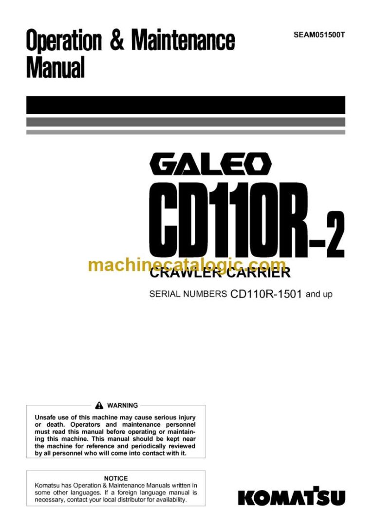 Komatsu CD110R-2 Crawler Carrier Operation and Maintenance Manual (SEAM051500T)