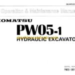 Komatsu PW05-1 Hydraulic Excavator Operation and Maintenance Manual (SEAM020L0100)