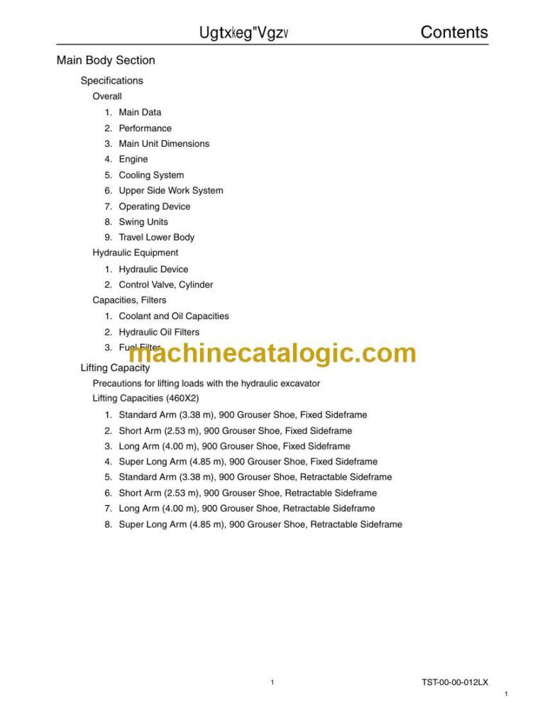 Link Belt 460X2 Excavator Service Text Manual