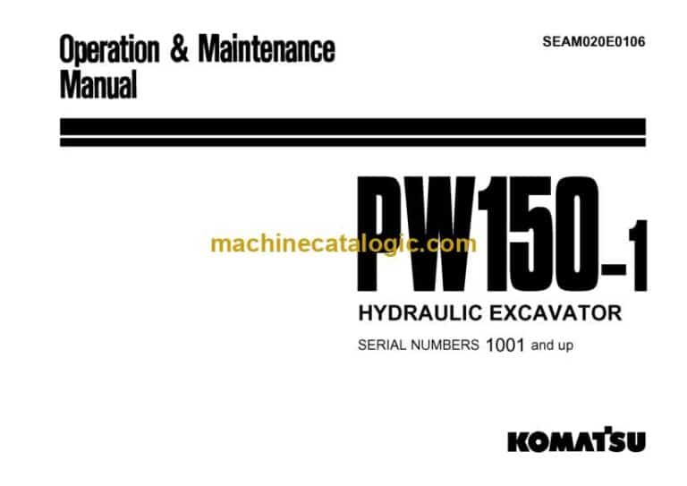 Komatsu PW150-1 Hydraulic Excavator Operation and Maintenance Manual (SEAM020E0106)
