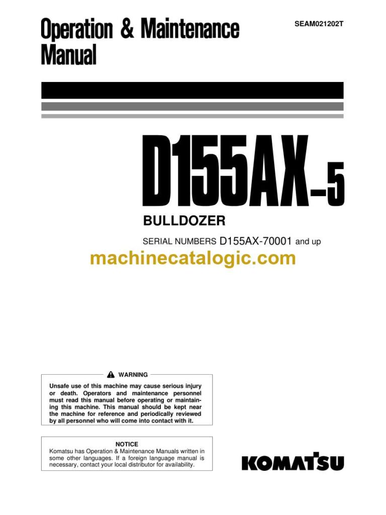 Komatsu D155AX-5 Bulldozer Operation and Maintenance Manual (SEAD021202)
