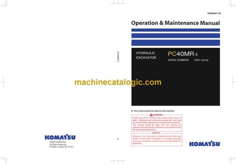 Komatsu PC40MR-3 Hydraulic Excavator Operation and Maintenance Manual (YEN00001-00)