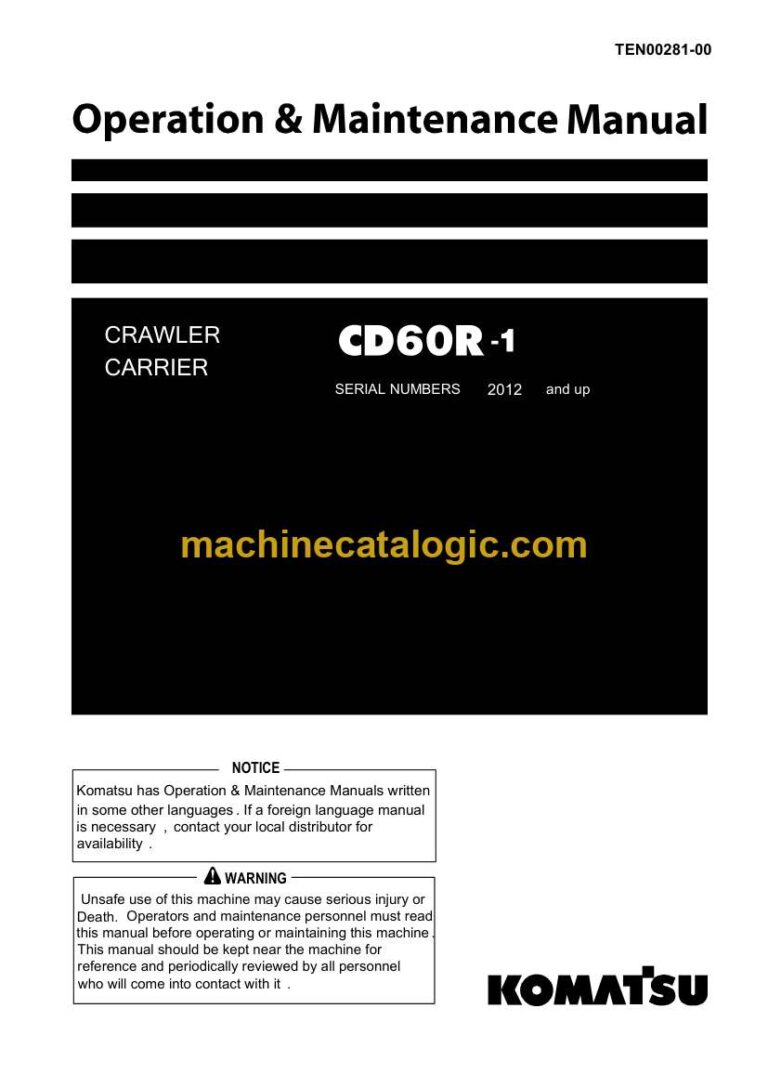 Komatsu CD60R-1 Crawler Carrier Operation and Maintenance Manual (TEN00281-00)